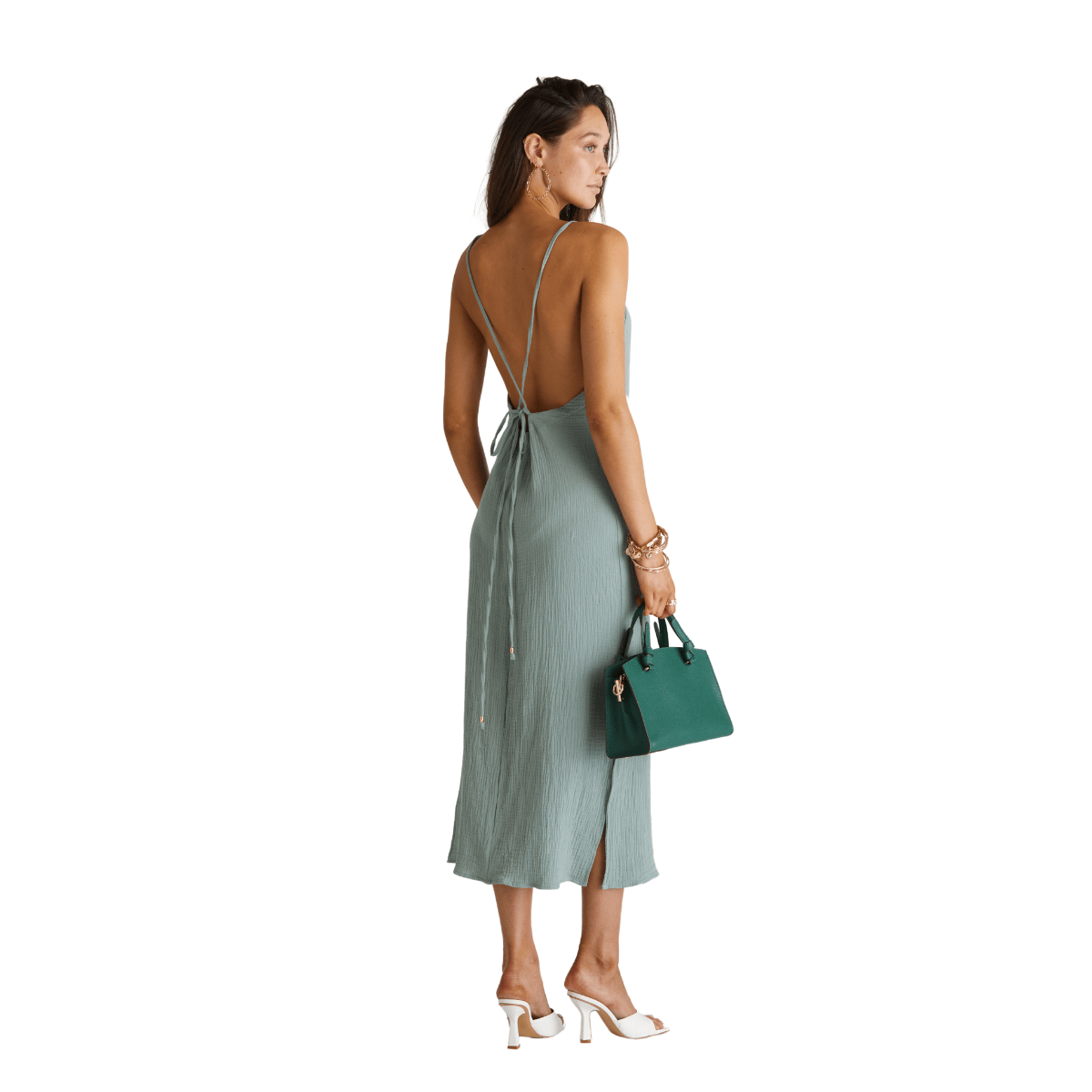 Heaven Green Cross Back Midi Dress HP2107AP