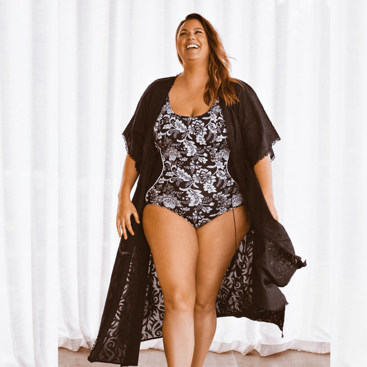 Genevieve Black Long Kimono R6461