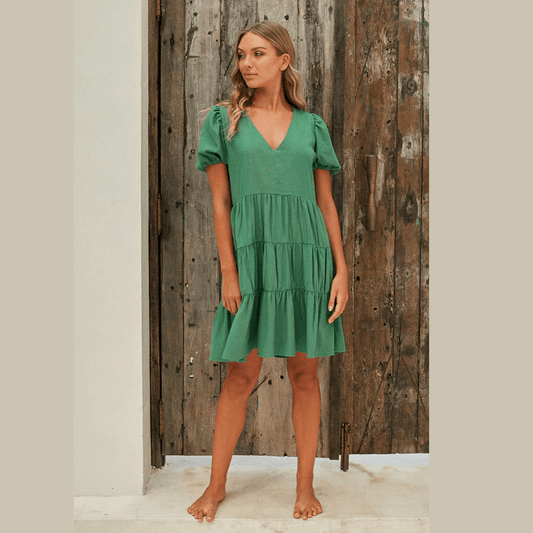 Buddha Wear Bianca Green Mini Dress