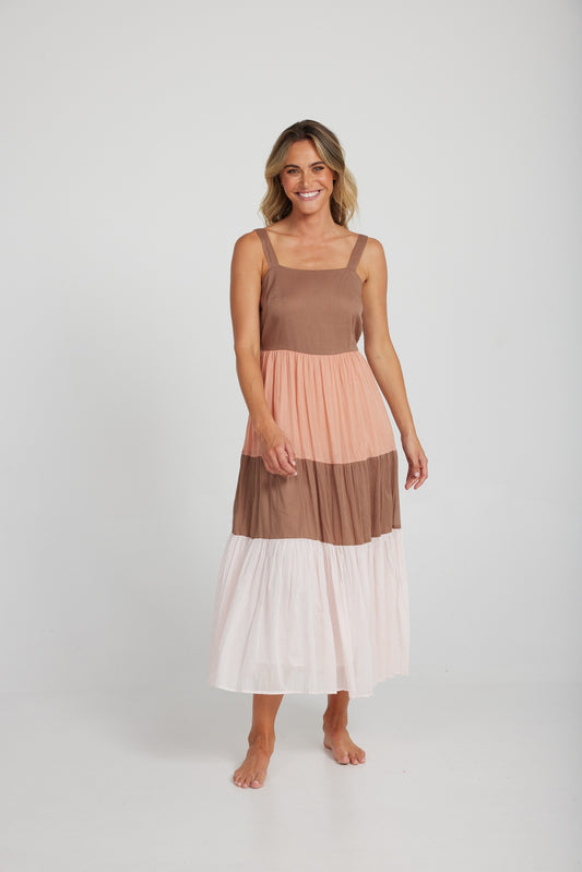 Holiday Carmello Dress Terreacotta/Cocoa/Pink H1135-3