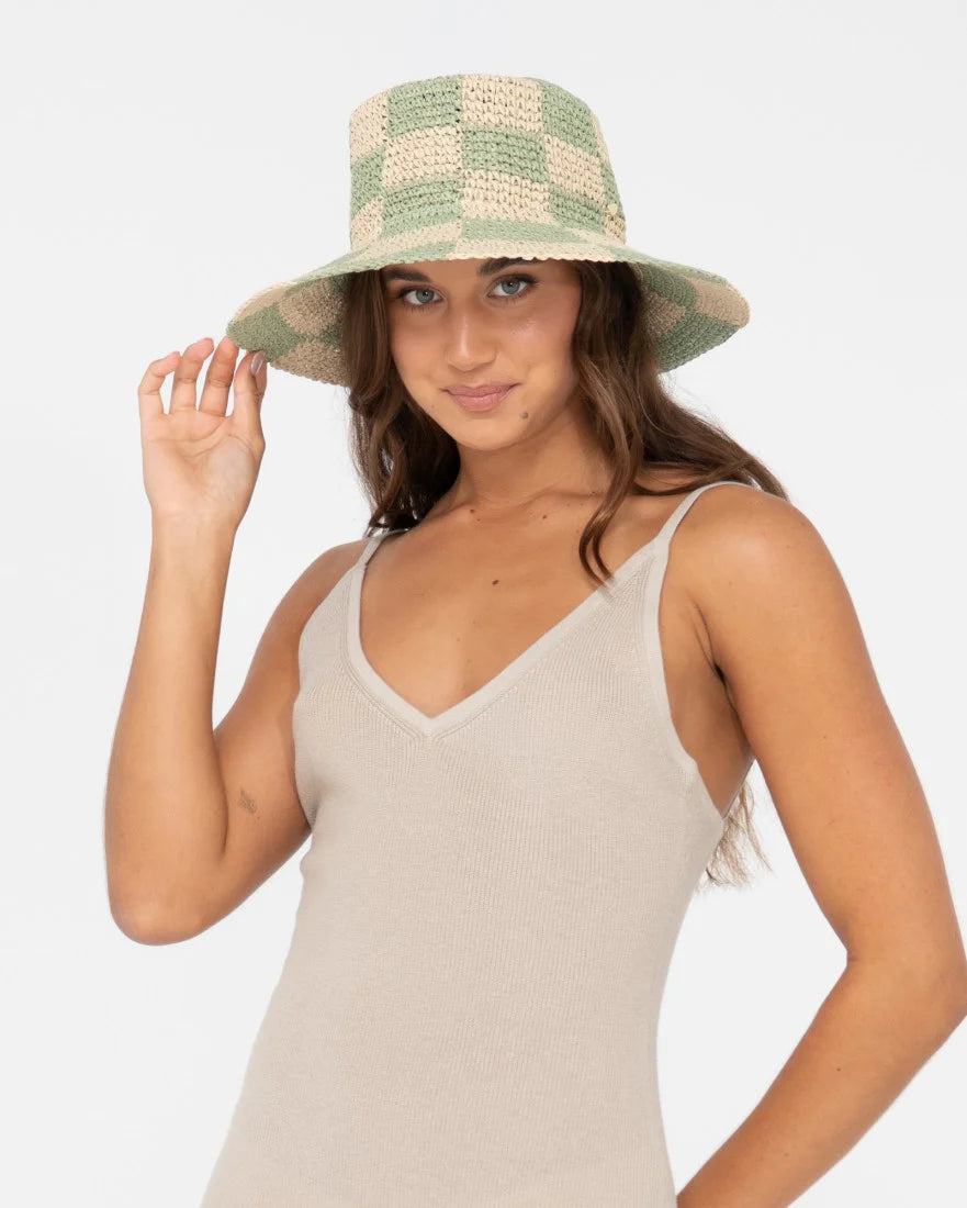 Rusty Ariel Straw Bucket Hat Mint HHL0573