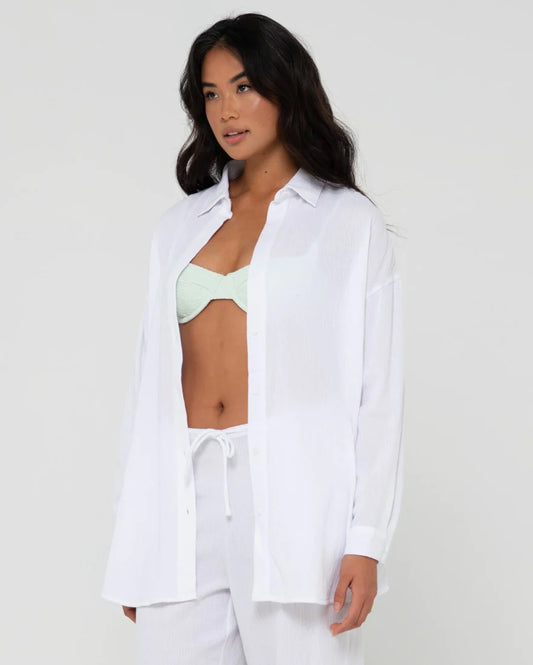 Rusty Vahala White Oversized Long Sleeve Shirt SCL0401