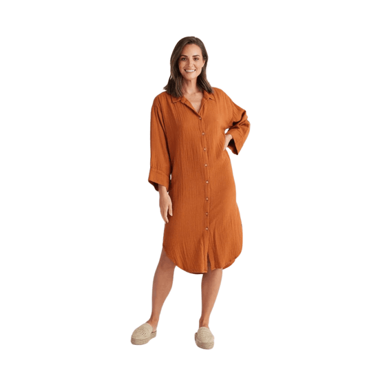 Holiday Copper Getaway Shirt Dress H23020-1