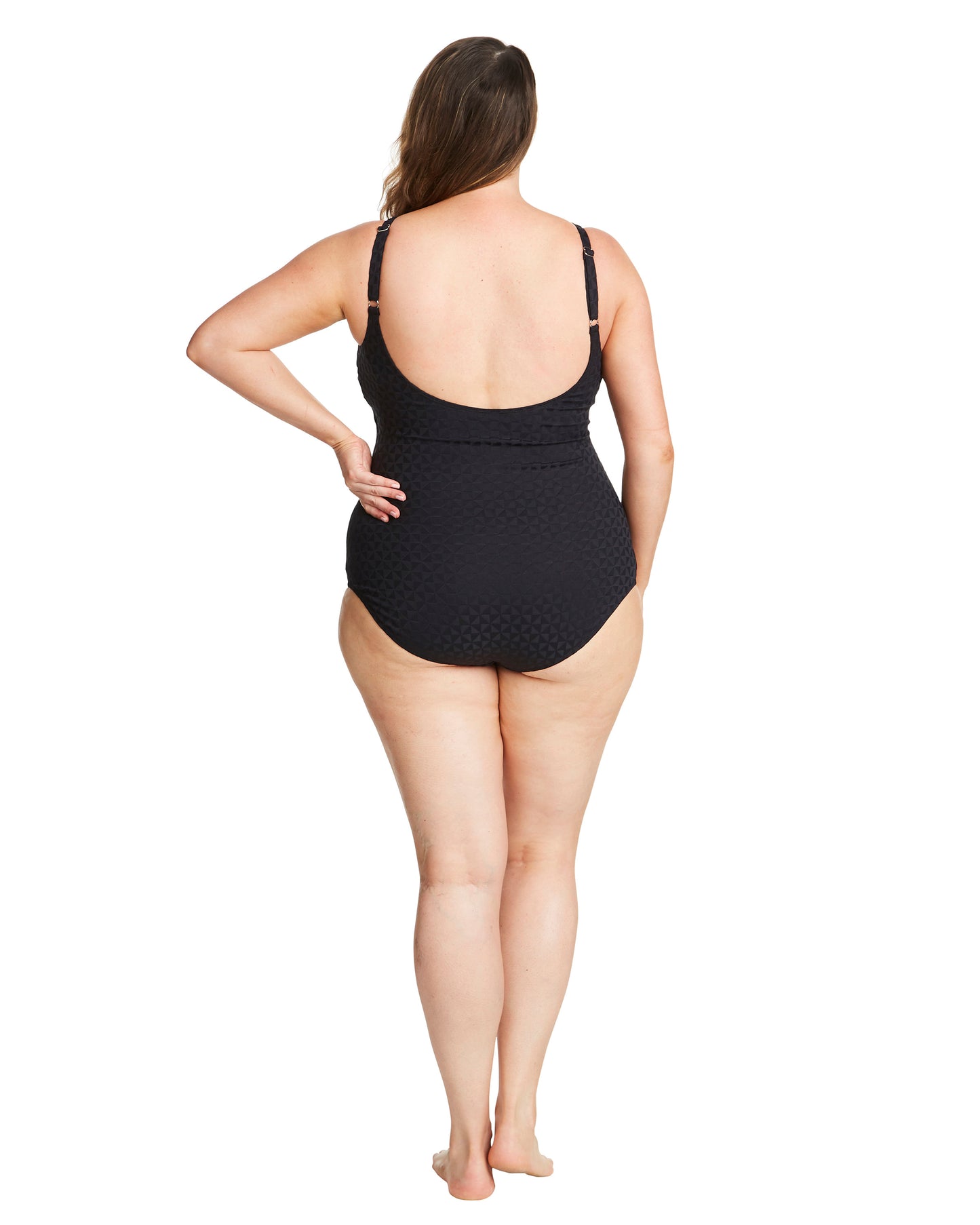 Genevieve Black Aztec Jacquard One Piece CR977M