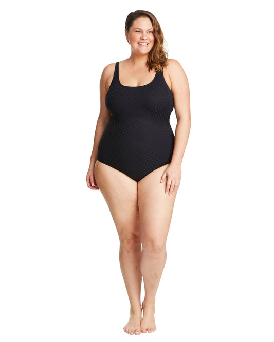 Genevieve Black Aztec Jacquard One Piece CR977M
